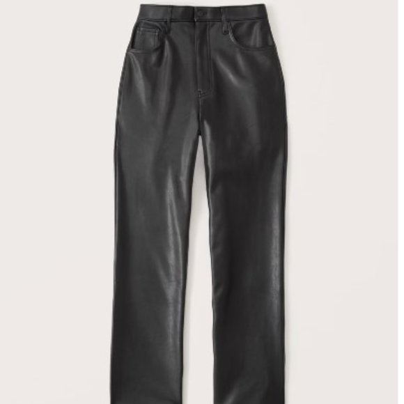 Abercrombie Curve Love Vegan Leather 90s Straight Pant - Size 26 | 2 Long - Picture 4 of 4
